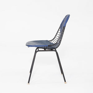 C. 1957 Herman Miller Eames Wire DKX-1 in Black Steel with Bikini Pad in Blue