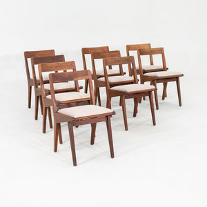 C. 1951 Set of Nine Jens Risom for Knoll 666 Dining Chairs Walnut with Fabric