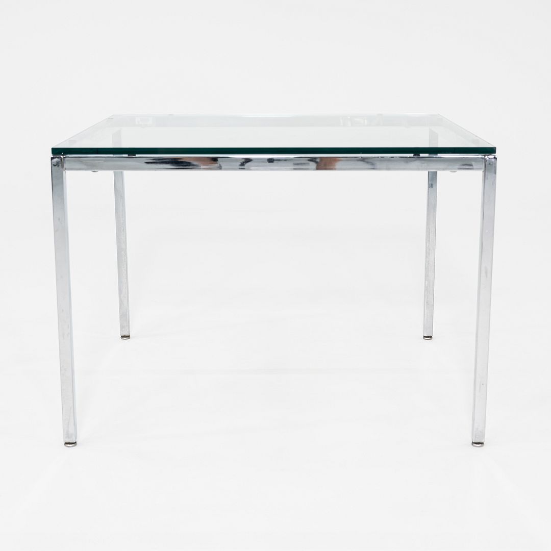 1990s Florence Knoll Side / End Table Steel Base with Glass Top 30x30x21 Inches