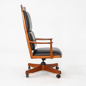1970s Studio Crafted Executive Desk Chair by John Nyquist Teak w/ Black Leather