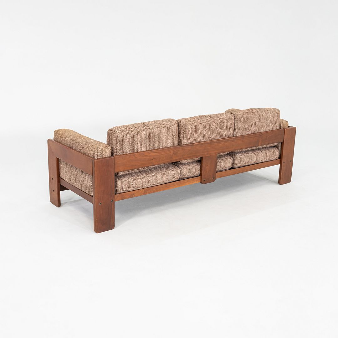 1980s Afra and Tobia Scarpa for Knoll Bastiano Three Seat Sofa Walnut w/ Tweed