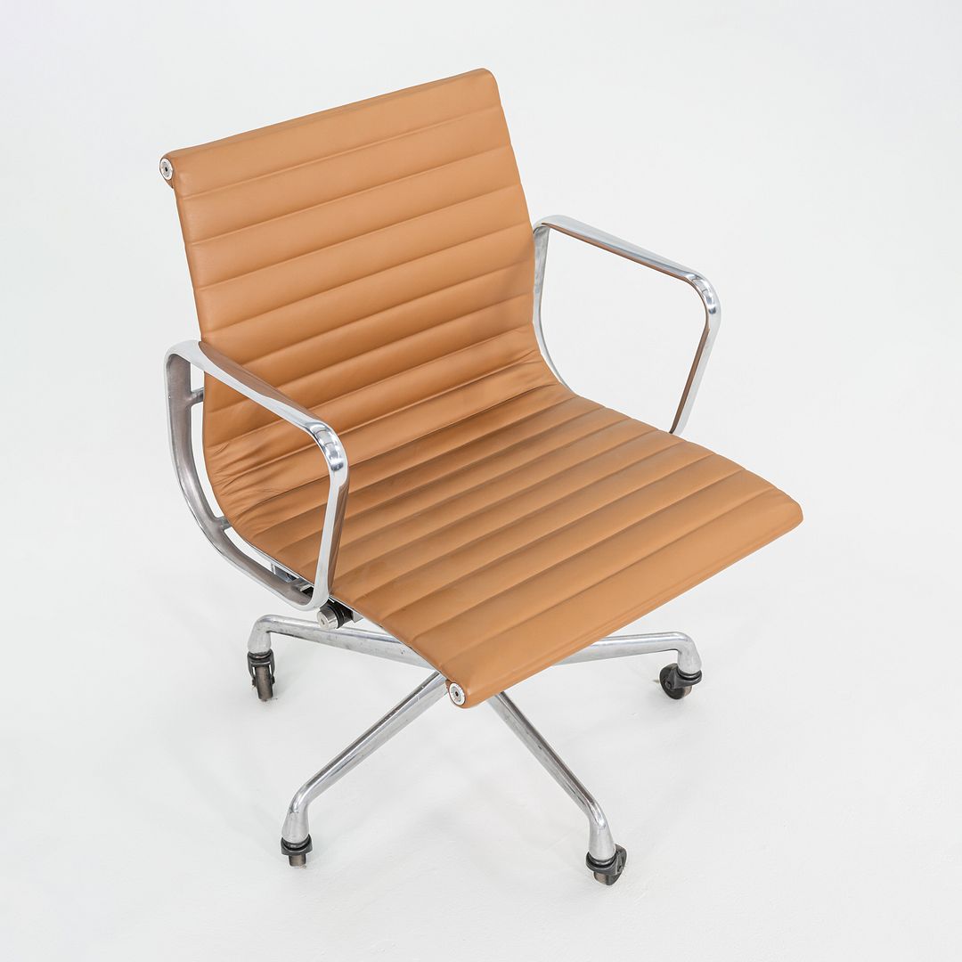2010s Herman Miller Eames Aluminum Group Management Desk Chair Caramel Leather