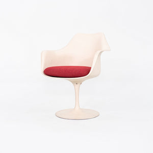 1964 Eero Saarinen for Knoll Tulip Dining Arm Chair with Red Upholstered Cushion