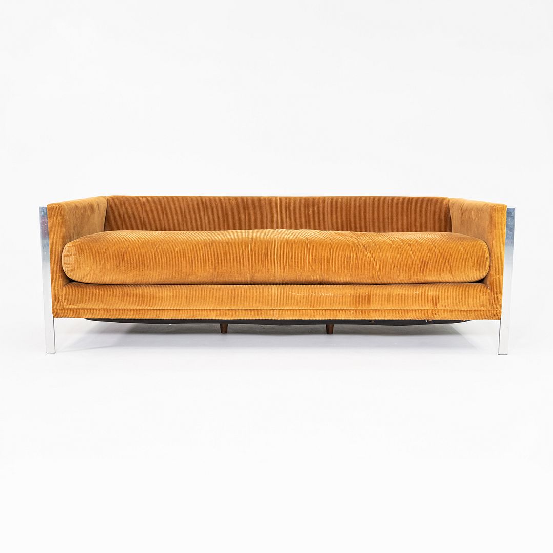 1972 Tomlinson Furniture Sofa w/ Chromed Steel Frame & Ochre Corduroy Upholstery