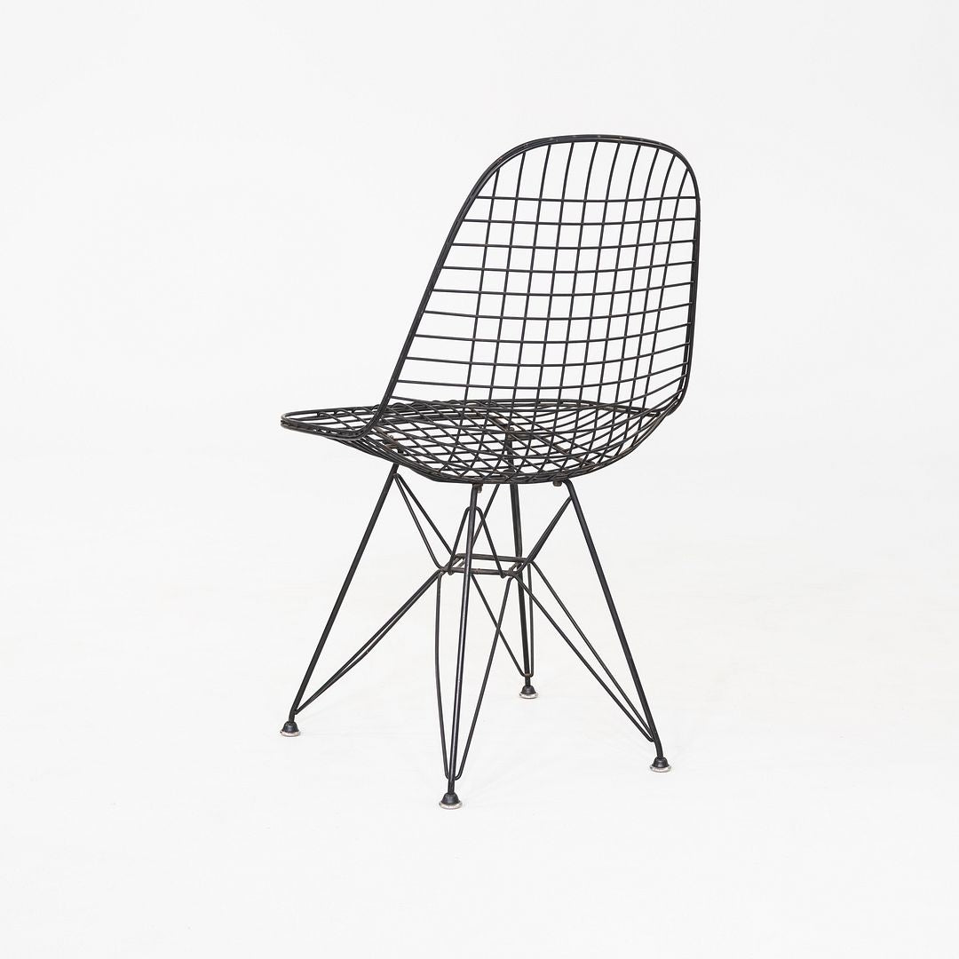 C. 1956 Pair of Herman Miller Eames DKR Wire Dining Chairs with Eiffel Bases