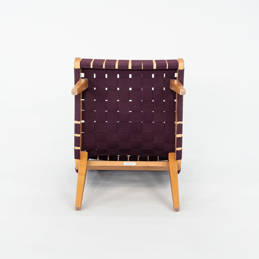 2000s Jens Risom For Knoll Armless Lounge Chair in Maple with Purple Webbing