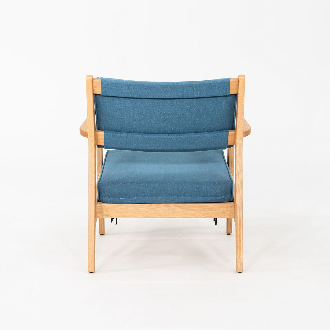 C. 2020 Pair of Jens Risom U-430 Lounge Chairs with Arms for DWR Oak w/ Fabric