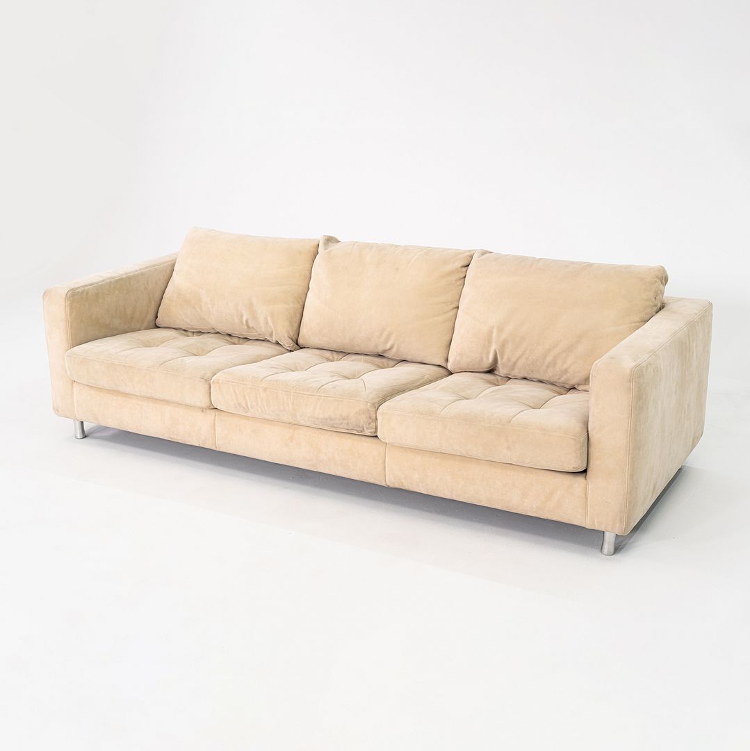 1990s Ligne Roset Tufted Three Seat Lenny Sofa Upholstered in Beige Fabric