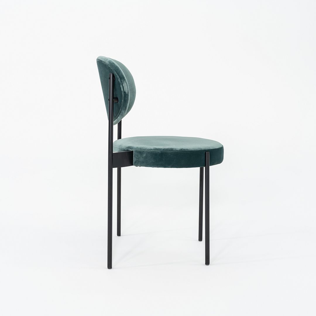 2024 Verner Panton for Verpan 430 Chair in Teal Velvet Upholstery w/ Black Frame