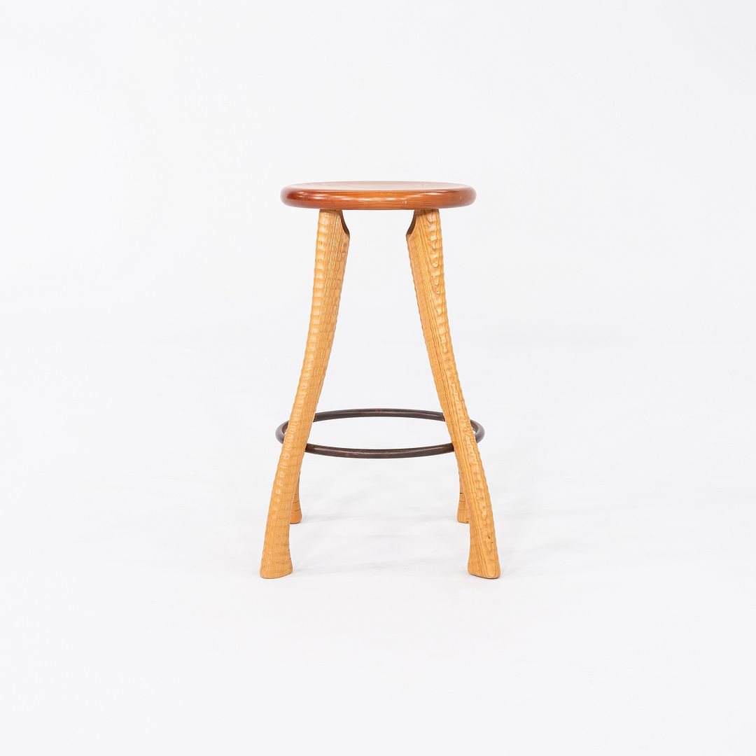 1990s Brad Smith Bradford Woodworking Studio Craft Ax Counter Stool Cherry & Ash