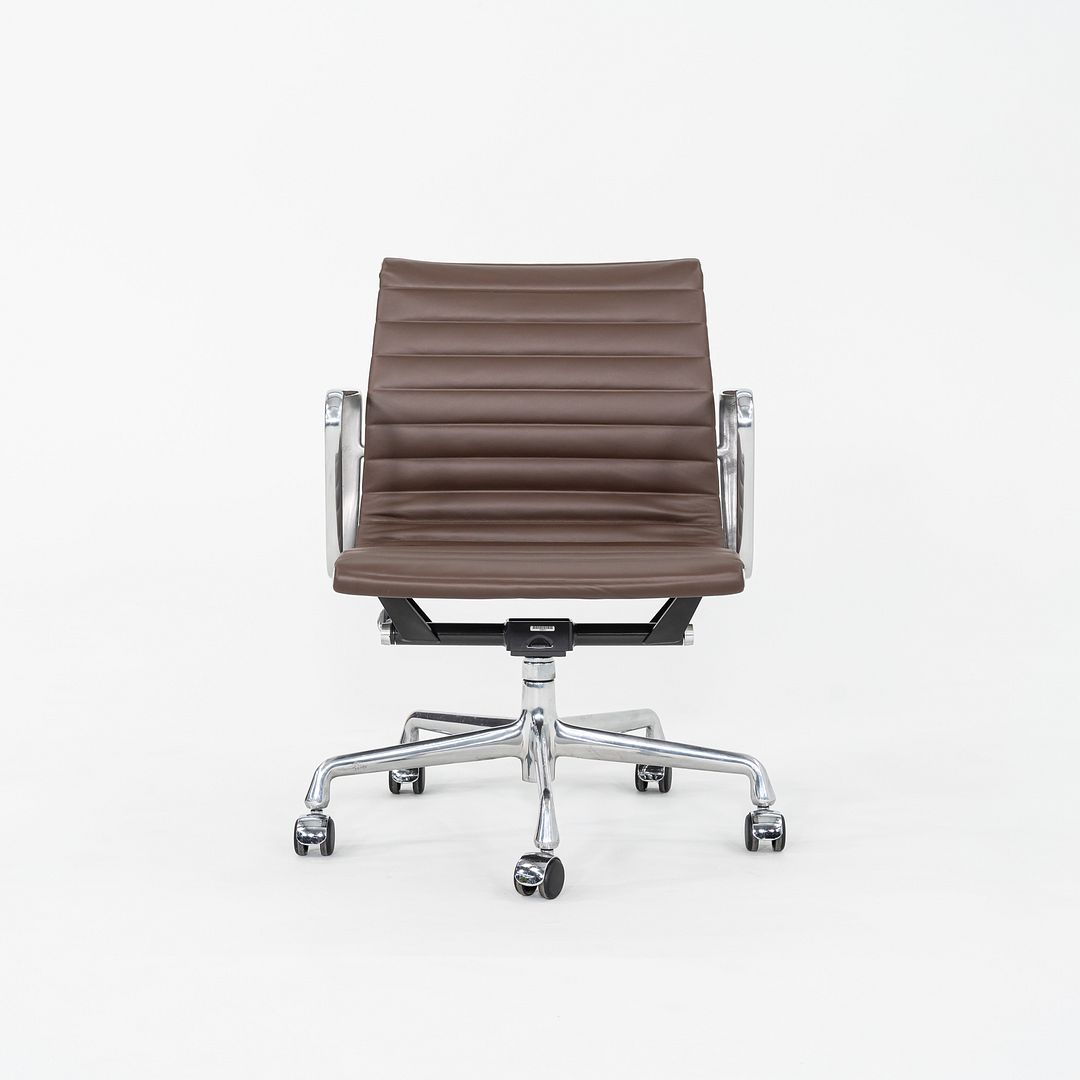 SOLD 2010s Herman Miller Eames Aluminum Group Management Desk Chair in Brown Leather