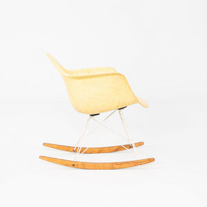 1953 Herman Miller Eames RAR Rocking Chair Yellow Fiberglass Shell & White Base