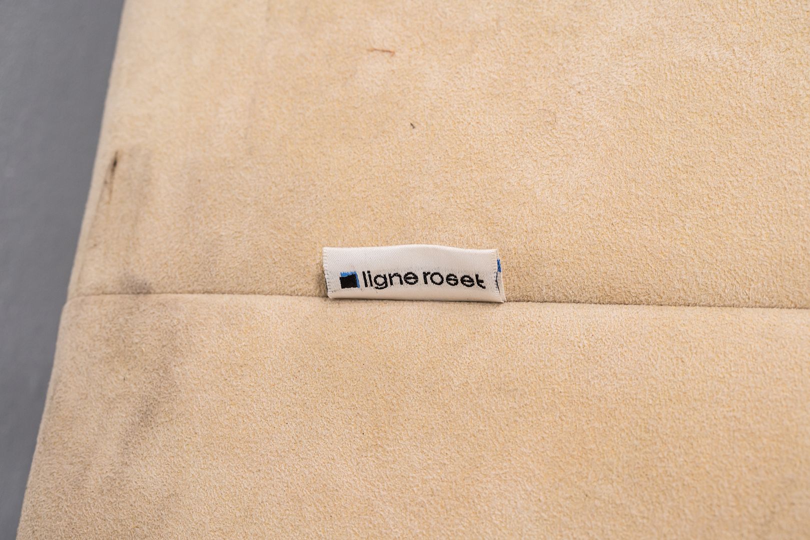 1990s Ligne Roset Tufted Three Seat Lenny Sofa Upholstered in Beige Fabric