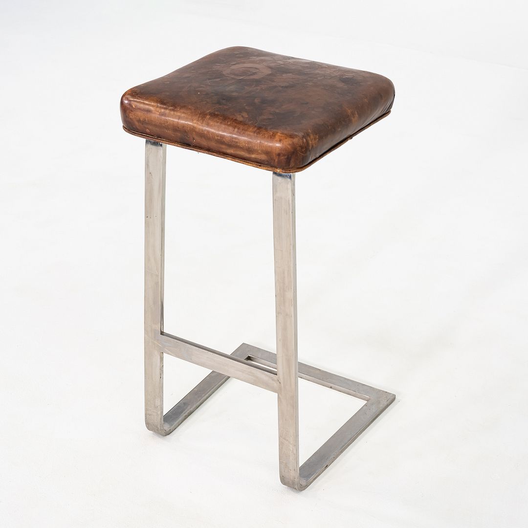 1980s Four Seasons Barstool by Cumberland Furniture in Stainless and Leather