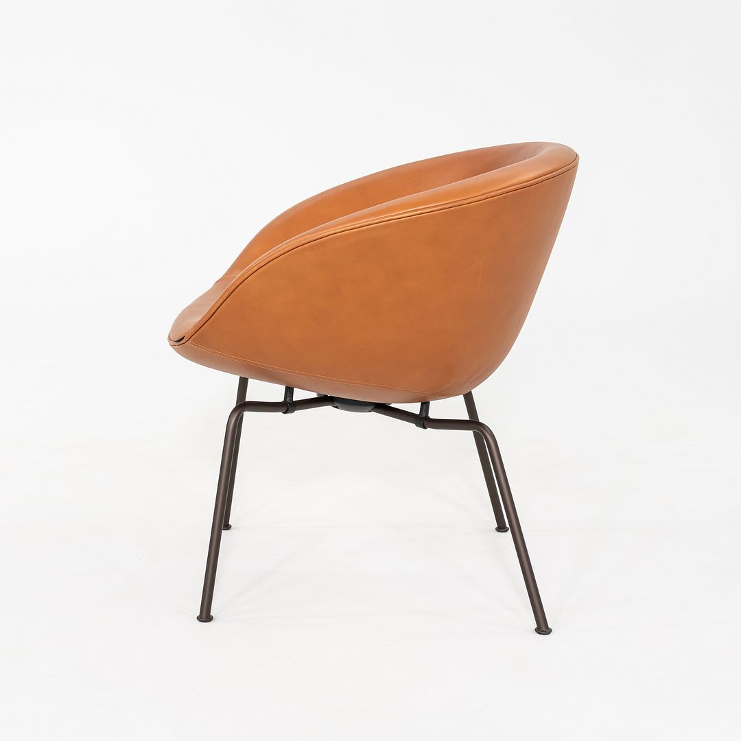 2018 Arne Jacobsen Pot Chair in Elegance Walnut Leather Steel Base Fritz Hansen