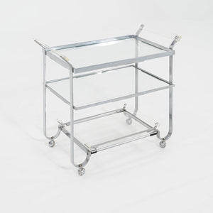 C. 1930s Treitel Gratz Bar Cart / Trolley in Chromed Steel with Glass Shelves