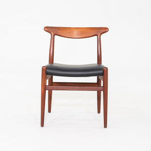 1950s Set of Eight Hans Wegner C.M. Madsen W2 Dining Chairs Teak & Black Leather