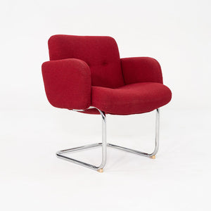 1970s Harvey Probber Cantilever Lounge Chair in Red Hopsack Upholstery Fabric