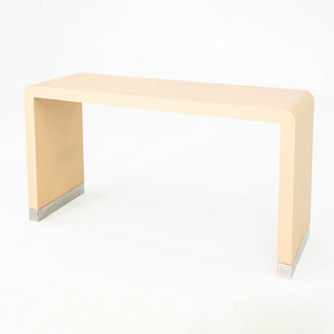 1990s Karl Springer Style Grass Cloth Waterfall Console Table in Stainless Steel