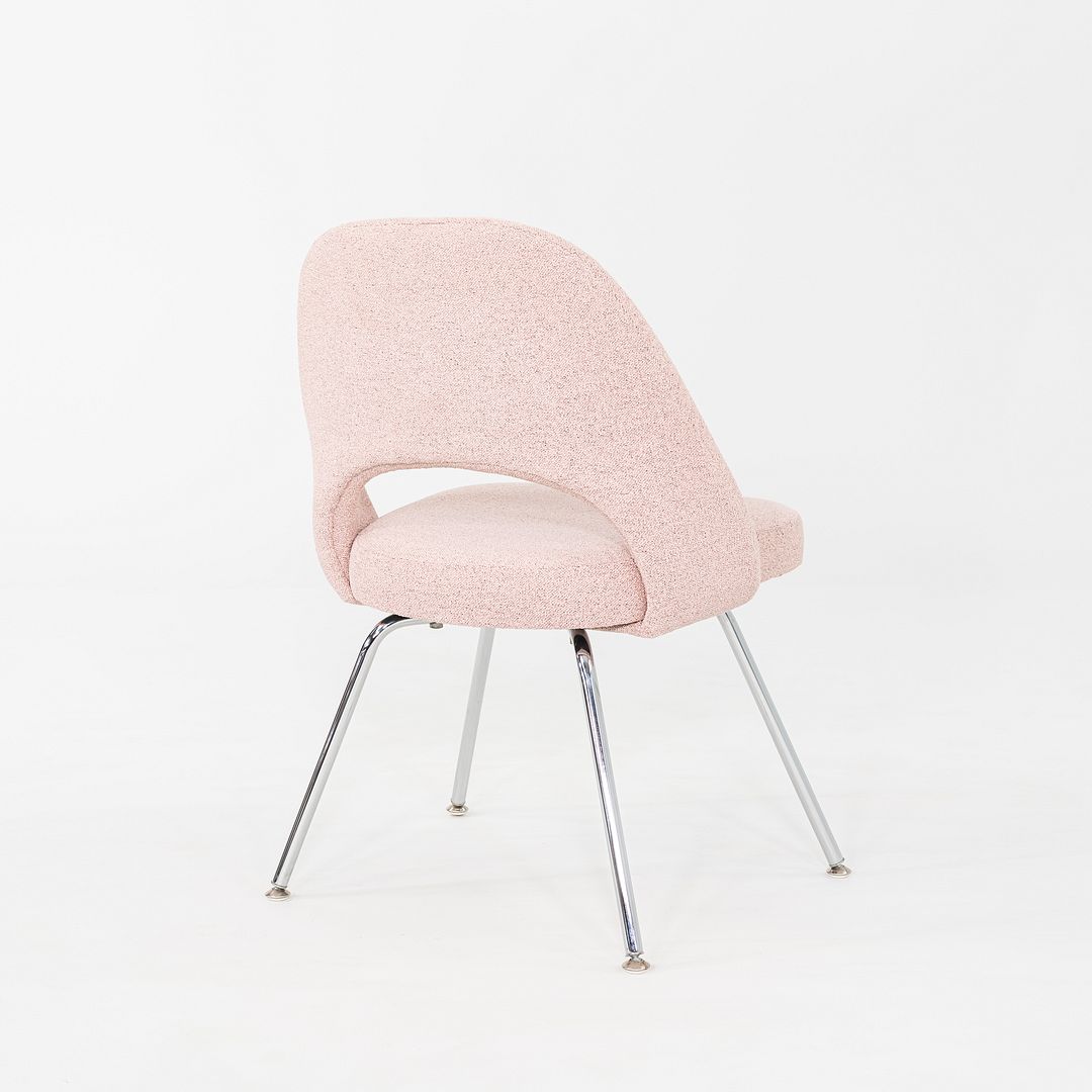 2010s Pair of Eero Saarinen for Knoll Armless Executive Dining Chair Pink Fabric