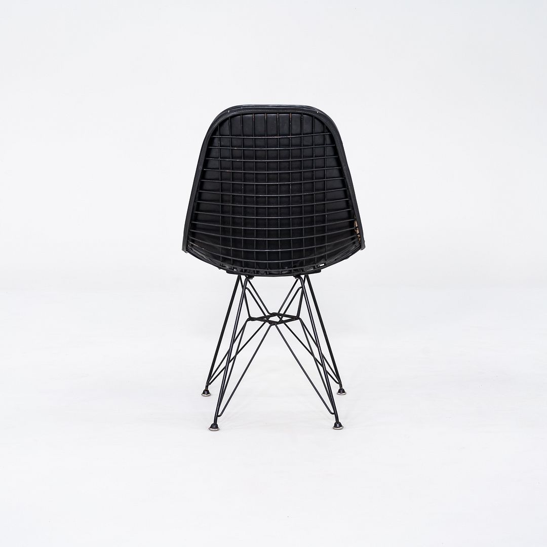 C. 1954 Herman Miller Eames DKR-1 Wire Dining Side Chair with Black Naugahyde