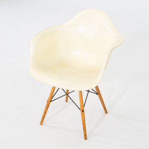 C. 1950 Herman Miller Eames PAW Swivel Chair w/ Birch Dowel Base in Parchment