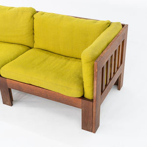 1975 Tage Poulsen Sofa w/ Lime Green Fabric Cushions for CI Designs in Oak