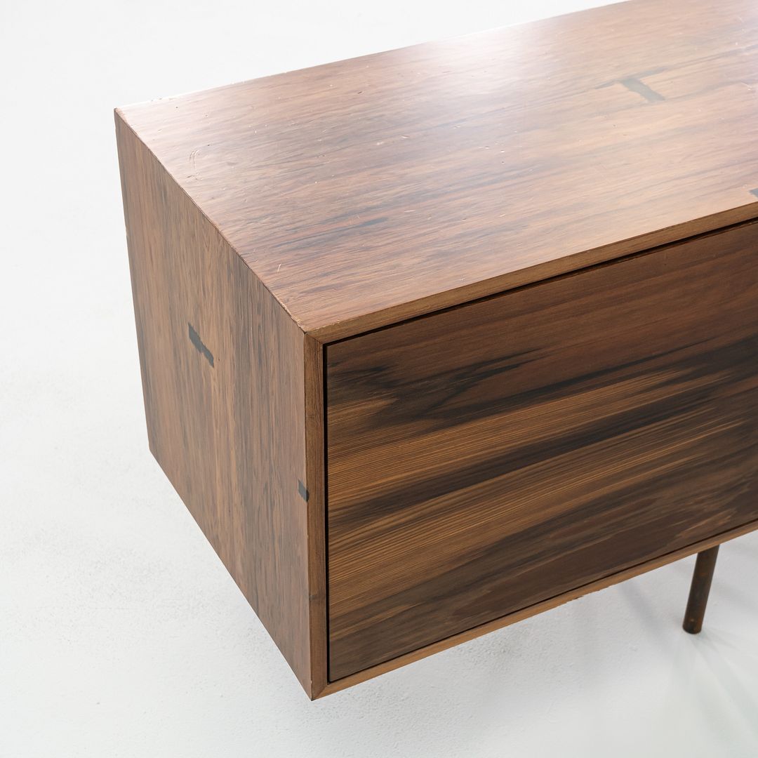 2010s Custom Reclaimed Hardwood Credenza with Steel Base, 19 x 144 x 29 inches