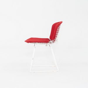 1980s Pair of Harry Bertoia for Knoll Dining / Side Chairs in White w/ Red Pads