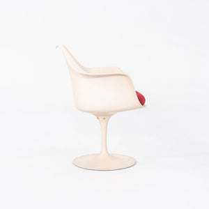 1964 Eero Saarinen for Knoll Tulip Dining Arm Chair with Red Upholstered Cushion
