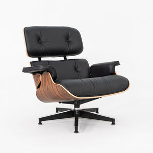 2024 Herman Miller Eames Lounge Chair and Ottoman in Black Leather and Santos Palisander