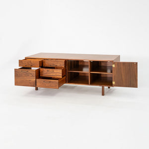 1970s Jens Risom Design Credenza / Cabinet in Walnut and Brass 72x20 inches