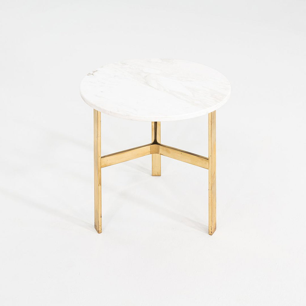 1970s Jacob Epstein Cumberland Side / End Table w/ Bronze Base & Marble Top 22"