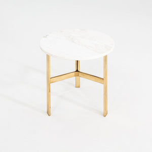 1970s Jacob Epstein Cumberland Side / End Table w/ Bronze Base & Marble Top 22"