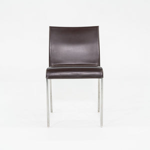 1980s Potocco Italy Italian Brown Leather Dining Chair with Steel 3x Available