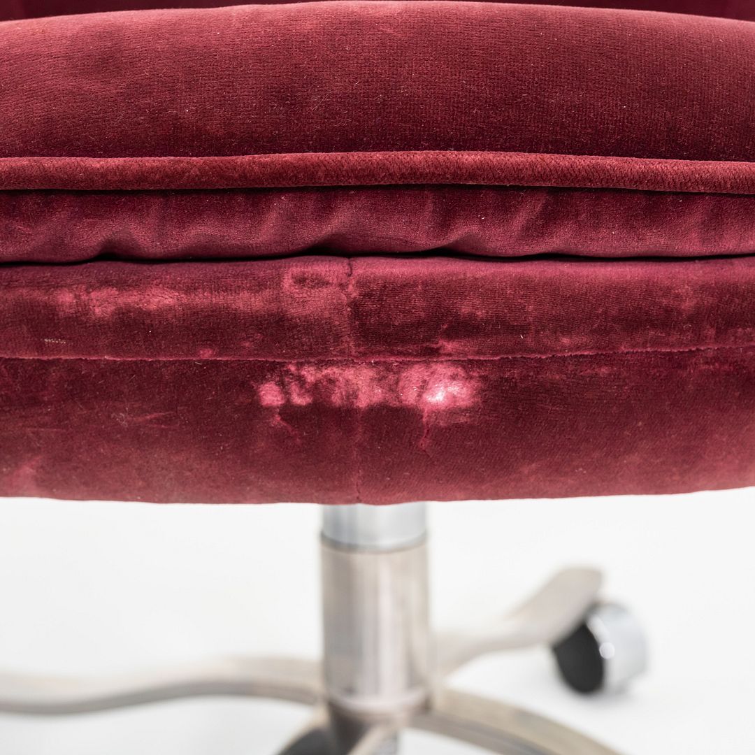 1980s Pair of Nicos Zographos CH 6 Alpha Bucket Desk Chairs in Burgundy Fabric