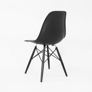 2018 Set of Four Herman Miller Eames DSW Dining Side Chairs in Black Plastic