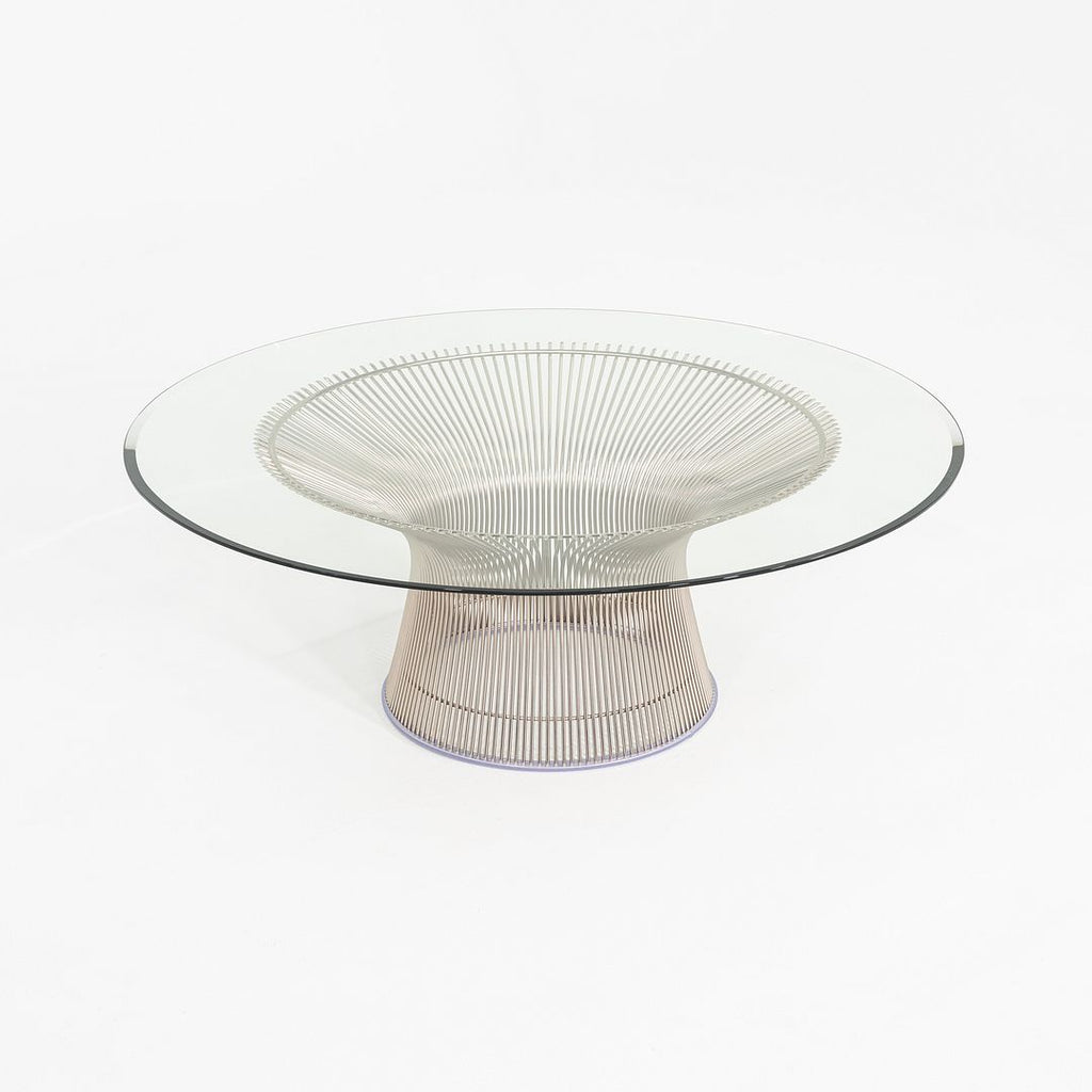 2018 Warren Platner for Knoll Coffee Table w/ 42" Glass Top & Nickel Chrome Base