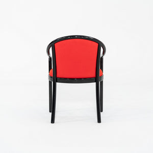 1980s Lacquered Wood Dining Arm Chair with Red Upholstery by Tonon in Italy