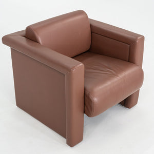 2002 Trix and Robert Haussmann for Knoll Lounge Chair Brown Leather Upholstery