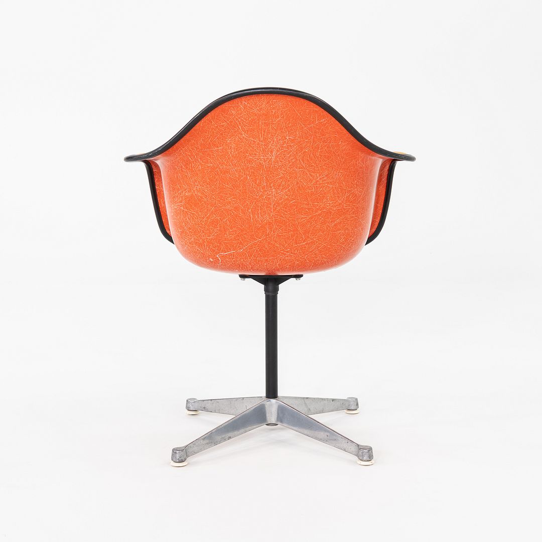 1975 Set of Three Herman Miller Eames Arm Shell Chairs PAC w/ Red/Orange Shells