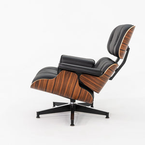 2024 Herman Miller Eames Lounge Chair and Ottoman in Black Leather and Santos Palisander