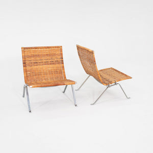 1960s Pair of Poul Kjaerholm for E. Kold Christensen PK 22 Wicker Lounge Chairs