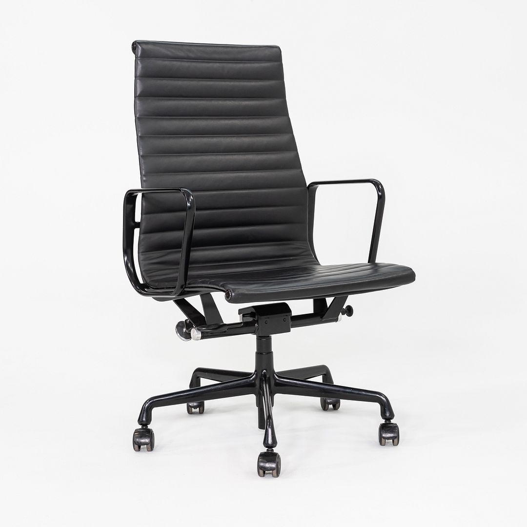 2017 Herman Miller Eames Aluminum Group Executive Desk Chair in Black Leather