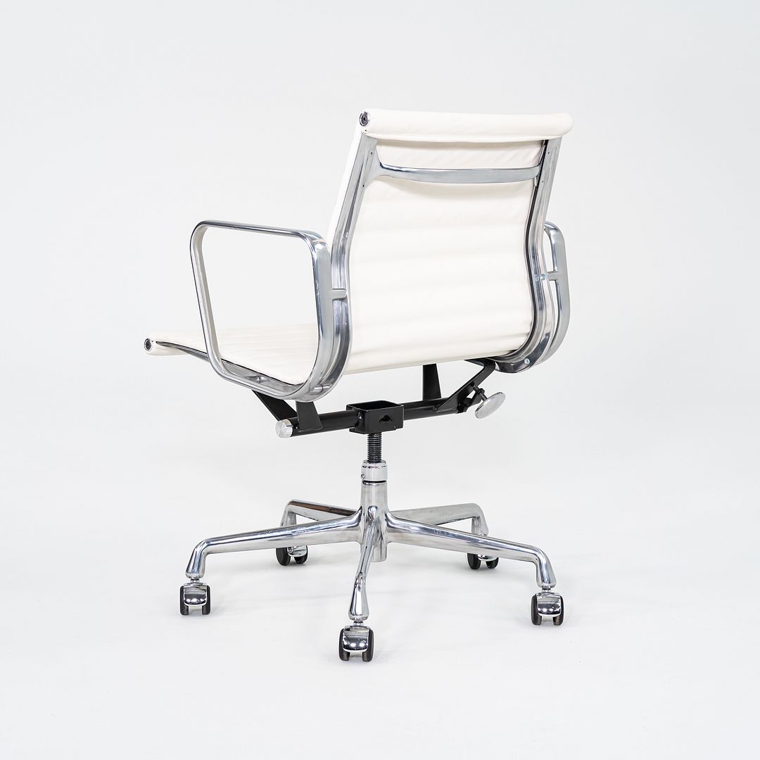 2023 Herman Miller Eames Aluminum Management Desk Chair White Leather 4x Avail