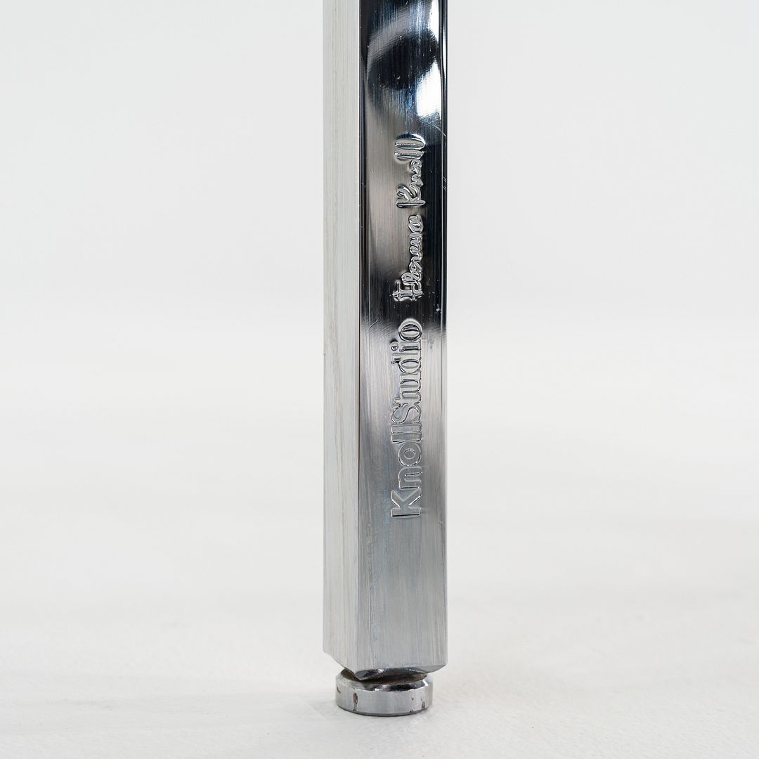 SOLD 2010s Florence Knoll Three Seat Bench in Black Leather with Chromed Steel Frame