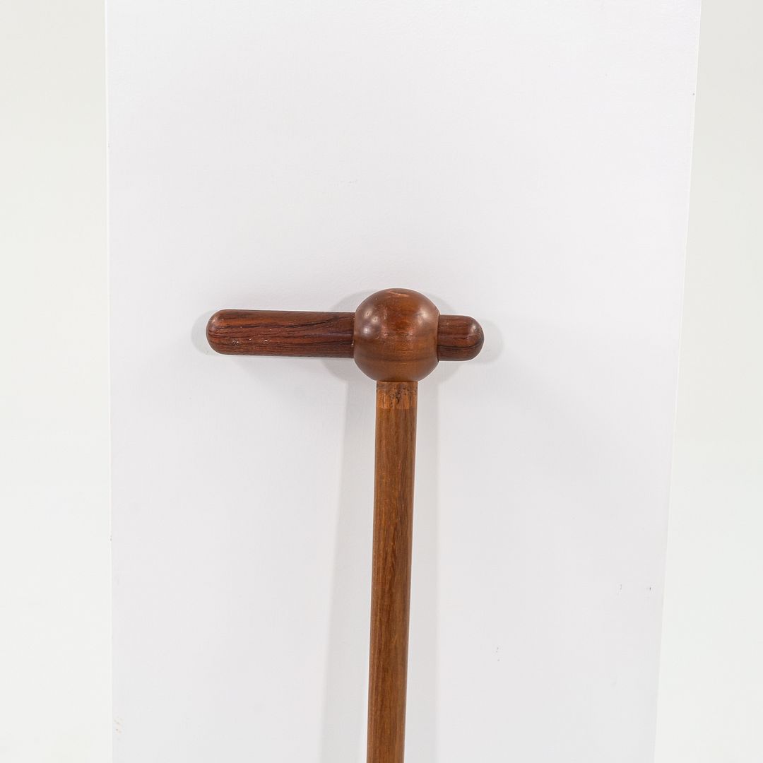 1970s Scandinavian or Danish Custom Teak Cane or Walking Stick w/ Metal 35.5"