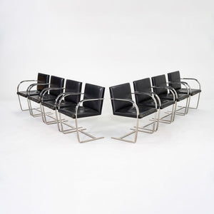 1960s Set of Eight Mies van der Rohe Knoll Stainless Steel Flat Bar Brno Chairs
