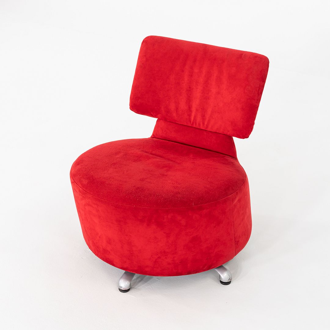 2000s Pair of Toshiyuki Kita for Cassina AKI Lounge Chairs Red Suede Upholstery