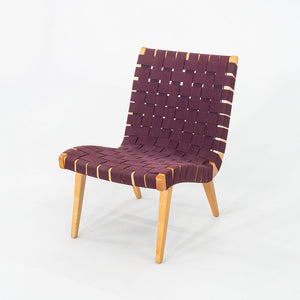 2000s Jens Risom For Knoll Armless Lounge Chair in Maple with Purple Webbing